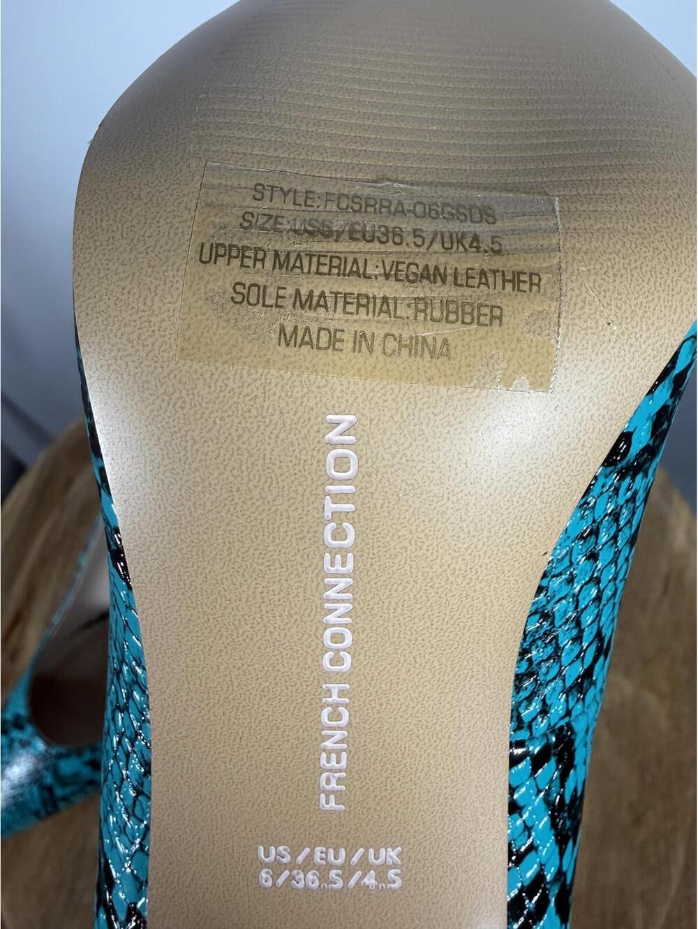 French Connection Snakeskin Print Heels Green/Black Size 6 NWB - Picture 6 of 11